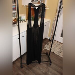 Black Sheer Knit Sleeveless Duster / Swim Cover-Up